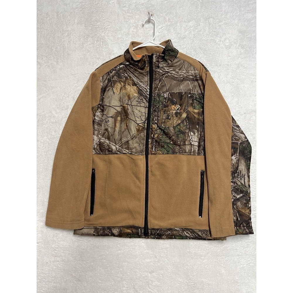 Realtree Xtra‎ Camo Fleece Jacket Mens XL Full Zip Hunting Outdoor Brown